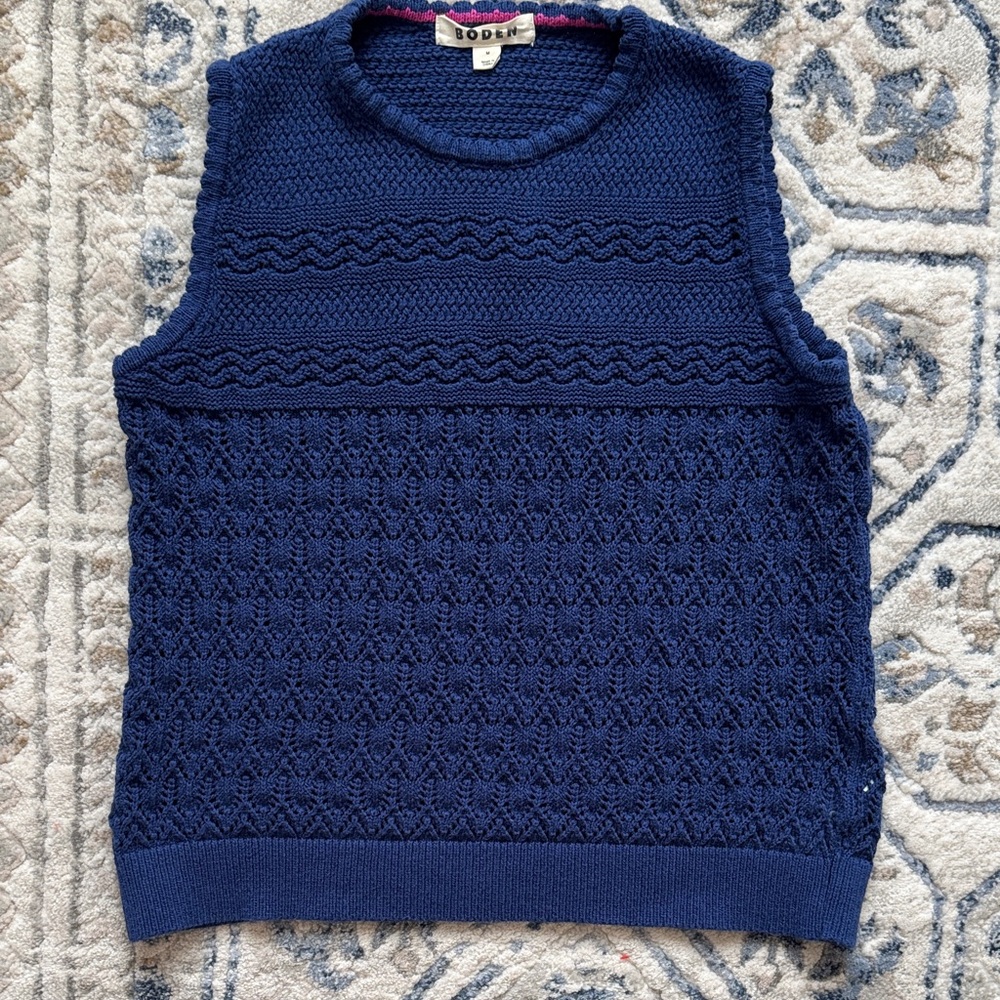 Boden Elodie Textured Navy Tank - size medium NWOT